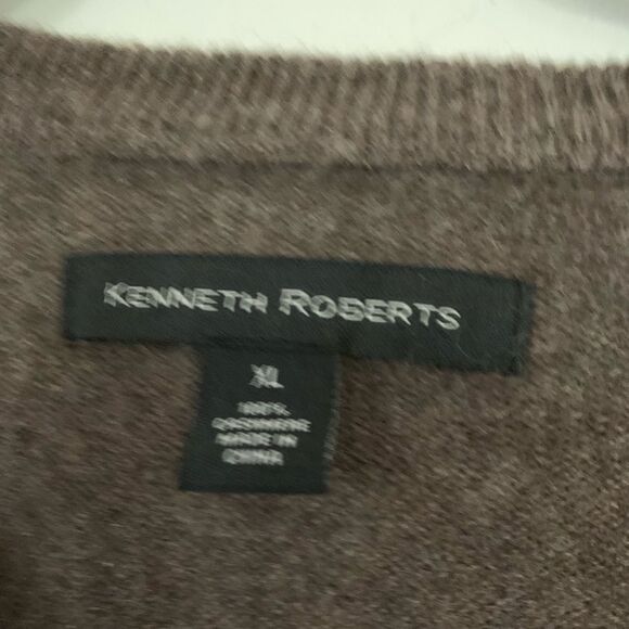 Kenneth Roberts chocolate 100% cashmere V-neck sweater, warm, elegant, XL - Picture 2 of 6